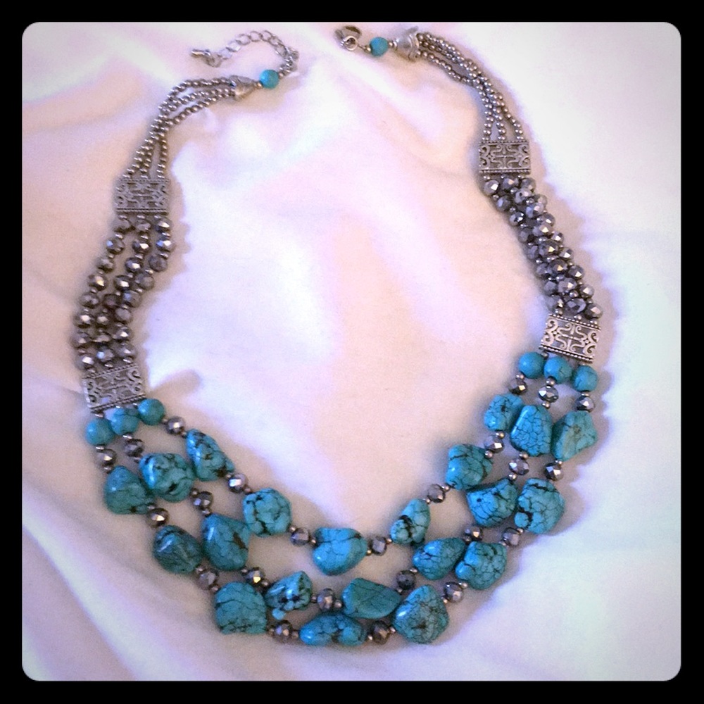 Turquoise and silver necklace